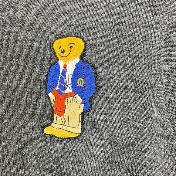 Brooks Brothers Sleeveless Merino Wool Grey Vest V-neck Polo Bear size M - Picture 3 of 9